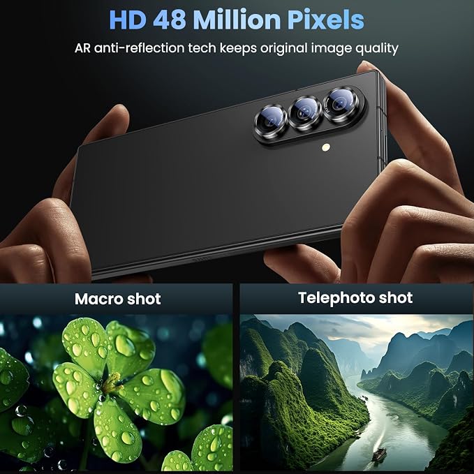 Uyiton for Samsung Galaxy Z Fold 8 Ultra/Z Fold 7 Camera Lens Protector | Military-Grade Sapphire Glass Rear Camera Screen Cover - [Easy to Install] Ultra HD Clear Lens Protector, Black+Silver - Image 2