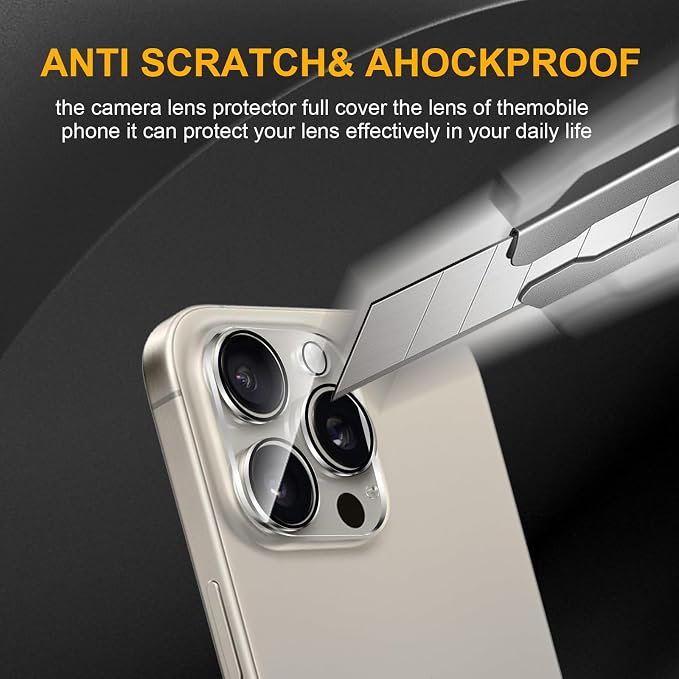 3 Pack Camera Lens Protector for iPhone 14 Pro Max/15 Pro Max | iPhone 14 Pro/iPhone 15 Pro,Tempered Glass,Anti-Fingerprint,9H Hardness,Scratch Resistant,Easy to Install,HD Clarity - Image 4