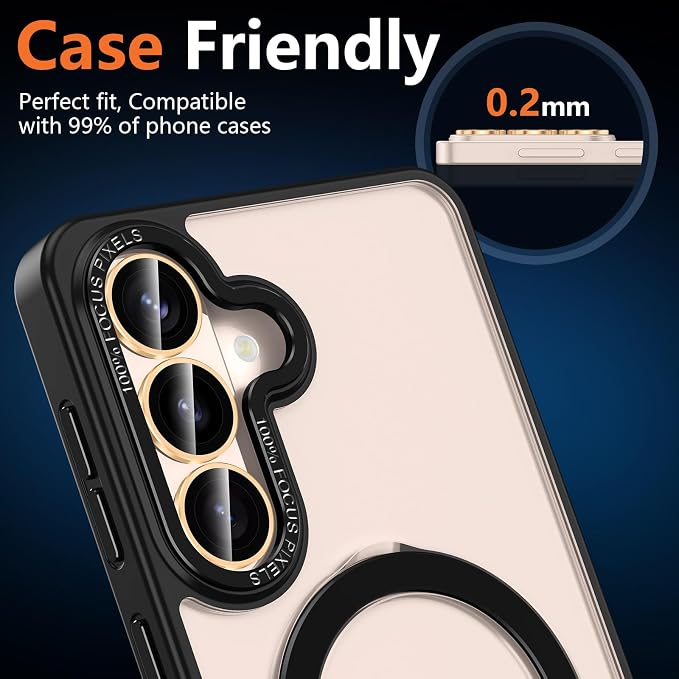 for Samsung Galaxy S26 Plus Camera Lens Protector, Individual Metal Ring Tempered Glass Lens Cover, [Strong Adsorption] Scratch Resistant Ultra-Thin HD Clear Lens Cover, 1 Set-Gold Ring - Image 6