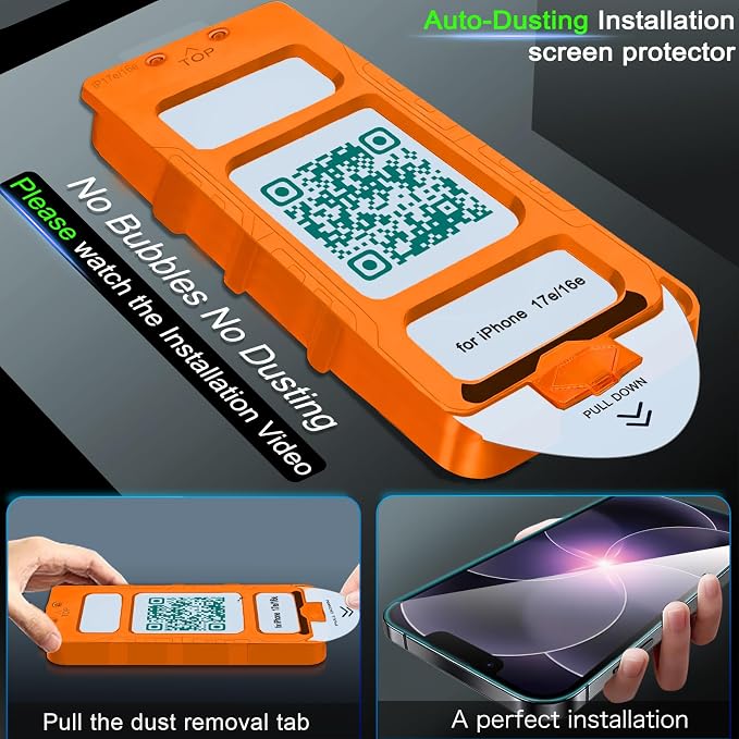 IMBZBK Screen Protector for iPhone 17e / 16e, Tempered Glass, 3+3 Pack | 9H+ Hardness, Military Grade Shatterproof, Case Friendly, Bubble Free Auto-Dust Removal, with 3 Camera Lens Protectors - Image 2