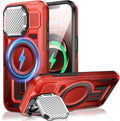 Camera Stand Case for iPhone 16E / 17E, [Compatible with Mag Safe] [Lens Cover] 2024 Version Military Grade Protective Soft Case for iPhone 16E / 17E 6.3 inch Men Women, Red by WASTROYAL