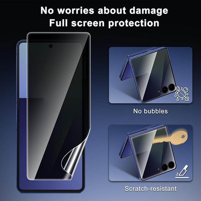 4 Pack for Samsung Galaxy Z Flip 7 Privacy Screen Protector, 2 Pac Inside Anti-Spy Soft Film + 2 Pac Front Anti-Spy Glass, Case Friendly, Privacy Screen Protector for Galaxy Z Flip 7 5G - Image 4