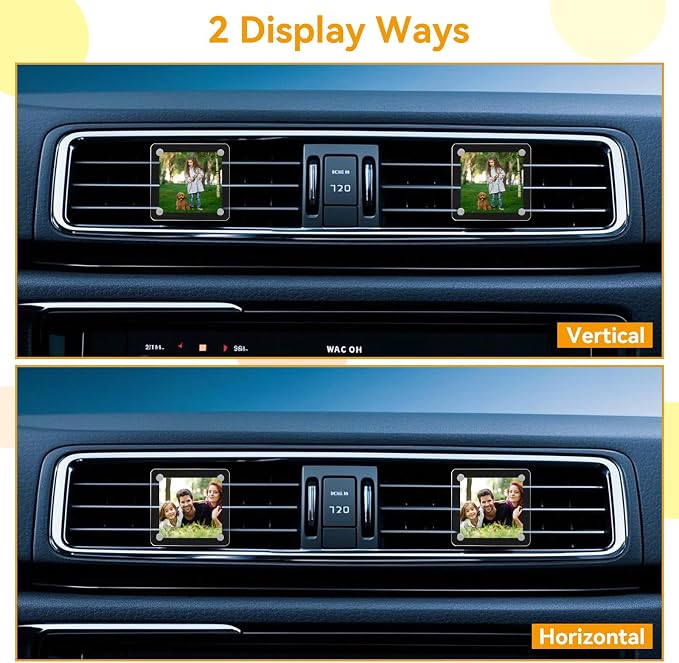 Gift for Dad & Grandpa - 2 Pack Car Air Vent Photo Holder for Father's Day, Dashboard Vent Personalized Acrylic Clip-on Picture Frame, Magnetic Photo Display Frames for Family, Couples, Safe Driving Presents 2.36"x2.36" - Image 9