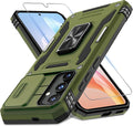 DEERLAMN Case for Samsung Galaxy S25 Plus/S24 Plus 6.7-Inch with Slide Camera Cover+Screen Protector(1 Pack), Rotated Ring Kickstand Military Grade Shockproof Protective Cover-Olive Green | 6.7-Inch by DEERLAMN