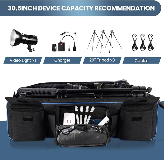 YOREPEK 30.5" Heavy Tripod Carrying Case Bag with 2 Padding Protective Pads | Large Photo Studio Equipment Case for Tripods, Monopods, Speaker Stands, Boom Stands, Camcorders, and Mic Stands, Travel - Image 3