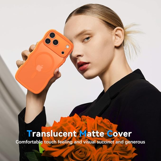 BENTOBEN Magnetic for iPhone 17 Pro Max Case, Cute Wavy [Full Camera Protection][Compatible with MagSafe] Matte Anti-Slip Bumper Women Girls Boys Protective Cover for 17 ProMax 6.9", Cosmic Orange - Image 8