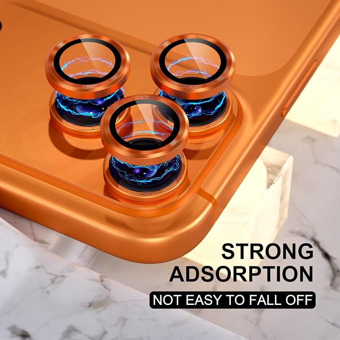 Choiche for iPhone 17 Pro/iPhone 17 Pro Max Camera Lens Protector | Ultra HD, 9H Tempered Glass Camera Cover Screen Protector Metal Ring Decoration Accessories (Orange) - Image 6