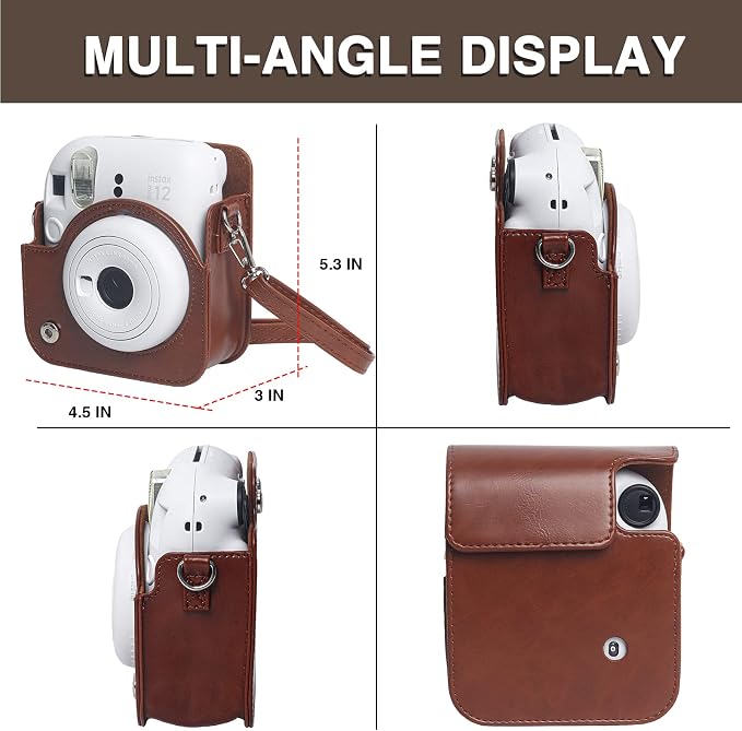 CAIYOULE Camera Case for Fujifilm Instax Mini 12 Instant Film Camera | Protective Camera Case, Camera Crossbody Bag for Fuji Mini 12 with Photo Album, Adjustable Shoulder Strap, Brown - Image 4