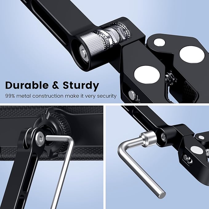 CreaDream iPad Holder for Mic Stand, Aluminum Tablet Holder for Mic Music | Adjustable Tablet Holder for Micphone Stand, Heavy Duty iPad Clip Attachment Compatible with Devices from 4.7 to 13 inch - Image 3
