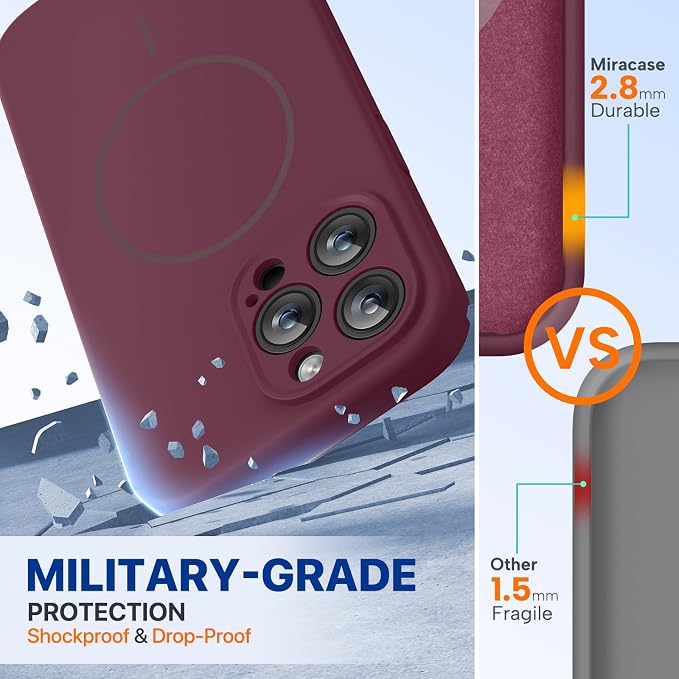 miracase Magnetic for iPhone 14 Pro Max Case, [Soft Anti-Scratch Microfiber Lining], Compatible with MagSafe, Silicone Shockproof Protection Phone Case for iPhone 14 Pro Max,Wine Red - Image 3