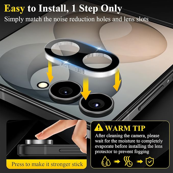 4 Pack Camera Lens Protector Compatible with Samsung Galaxy Z Flip 8/Flip 7 | 9H Tempered Glass Camera Lens Cover Decoration, Case Friendly, High Definition, Scratch-Resistant - Image 4