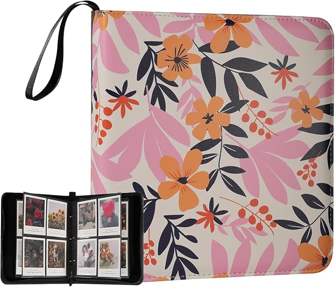 Large Polaroid Photo Album Binder, 240 Pockets. Exotic Floral | Fits Polaroid i-Type, 600, SX-70 and Instax Wide 3.5x4.25 films. Acid-free pages protect photos for long-term storage. by GoldbarleyDesign