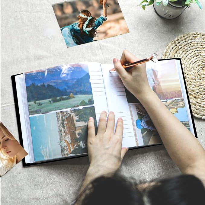 Holoary Photo Album 4x6 200 Photos, 200 Pockets 4”x6” Picture Album, Linen Fabric Cover Big Picture Book for Photos with Writing Area, 4x6 Photo Albums for Family Weddings Travel Memories(Black) - Image 8