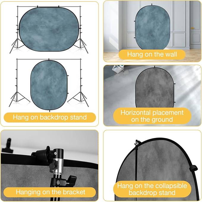 Kate Collapsible Backdrop Gray Photography and Video Backdrop 136 | 5x6.5ft(1.5x2m) Gray Teal Pop Up Collapsible Backdrop for Photography, Self Tape, Acting - Image 4