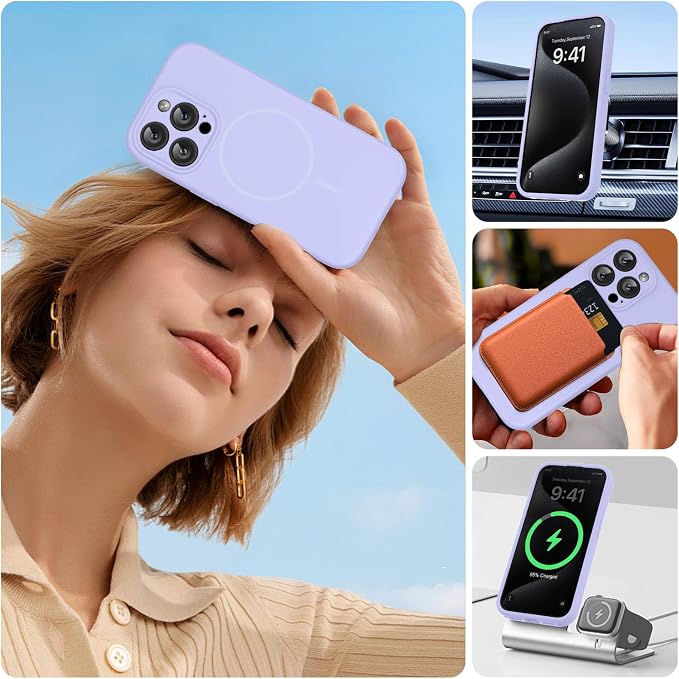 Miracase Magnetic for iPhone 15 Pro Case, Silicone, Soft Microfiber Lining - Image 6