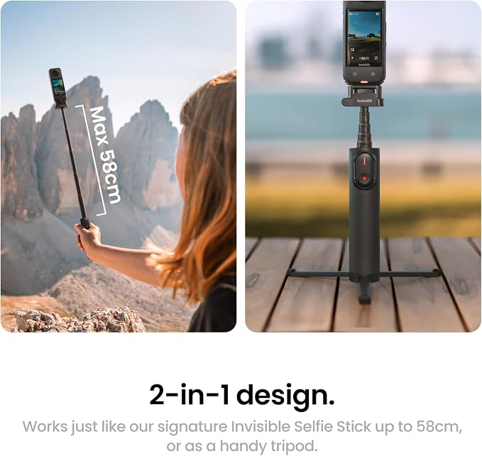 Insta360 Foldable 2-in-1 Selfie Stick Remote Kit with Invisible Stick, Built-in Tripod, Ideal for Vlogging, Hiking, Group Shots, Supports X5, X4 Air, X4, X3 Action Cameras - Image 4