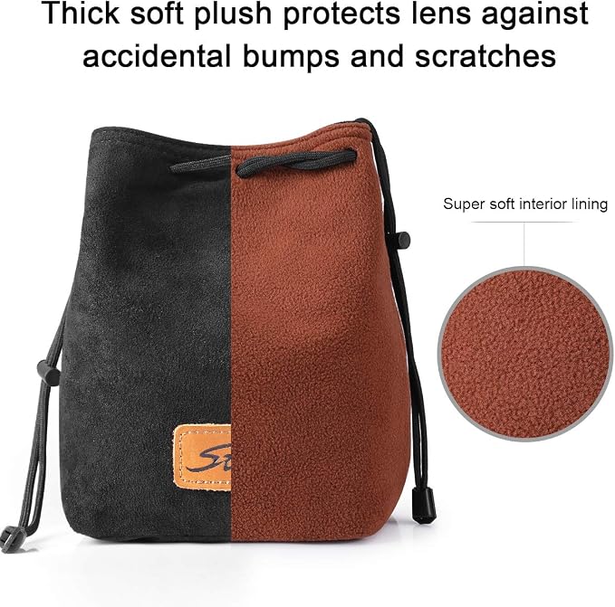 S-ZONE Soft Camera Bag DSLR Insert Handbag Drawstring Lens Case | Soft Suede, Drawstring Closure, Dust-proof, Scratch-resistant, Compatible with Canon Nikon Sony - Image 5