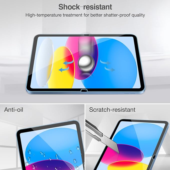 ProCase 2 Pcs Screen Protector for iPad A16 10th with Camera Lens Protector | Tempered Glass for 11" iPad 2025 11th & 10.9 10th Generation -Blue - Image 6