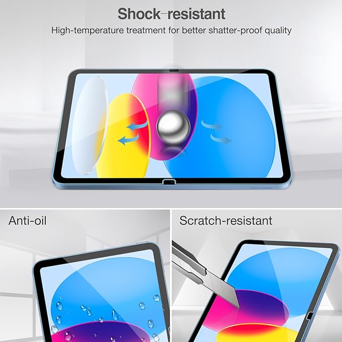 ProCase 3+1 Pack Screen Protector for iPad(A16) 11/10 Gen 11"/10.9" | Protective Tempered Glass Screen & Camera Lens Protector Guard for iPad 11th Gen A16 2025 / 10th Gen 10.9" 2022 - Image 5