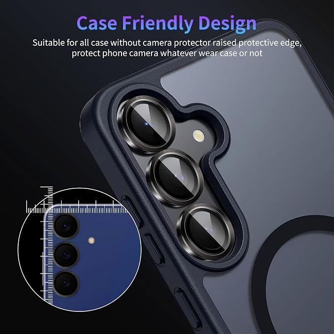Camera Lens Protector for Samsung Galaxy S25 FE,1 Pack | Tempered Metal Glass Camera Cover Film,HD Clear,Anti-Scratch Lens Screen Protector Film,Case Friendly,Black Titanium - Image 7