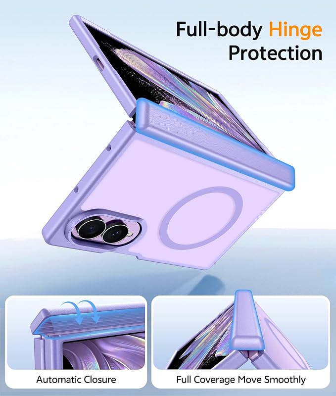 FNTCASE for Samsung Galaxy Z Fold 8 Case, Fit for Magsafe, Hinge Protection | Screen Protector, Translucent Matte Magnetic Back, 18FT Military Grade Drop Proof, Protective Phone Cover, Light Purple - Image 3
