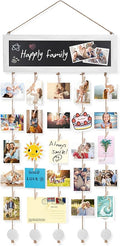 Bikoney Hanging Picture Frame Collage with Blackboard - White | Rustic Wood Polaroid Board with 30 Clips, Photo Display for Wall Decor & Dorm Room, Perfect Graduation Gift Idea by Bikoney