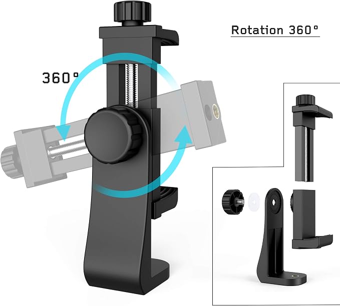 Universal Phone Tripod Mount Adapter with Ｗireless Camera Remote , Cell Phone Holder with Adjustable Clamp for Selfie Stick Monopod Compatible with iPhone, Samsung and so on , Wrist Strap Included - Image 3