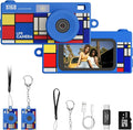 Mini Keychain Digital Camera, Y2K Retro Pocket Camera with 1.47 Inch Screen, 1440P Video, 2MP Photos, 16GB Card, Flash, Type C, Tiny Vintage Camcorder for Kids Teens Travel Vlog (Blue) by Dienspeak