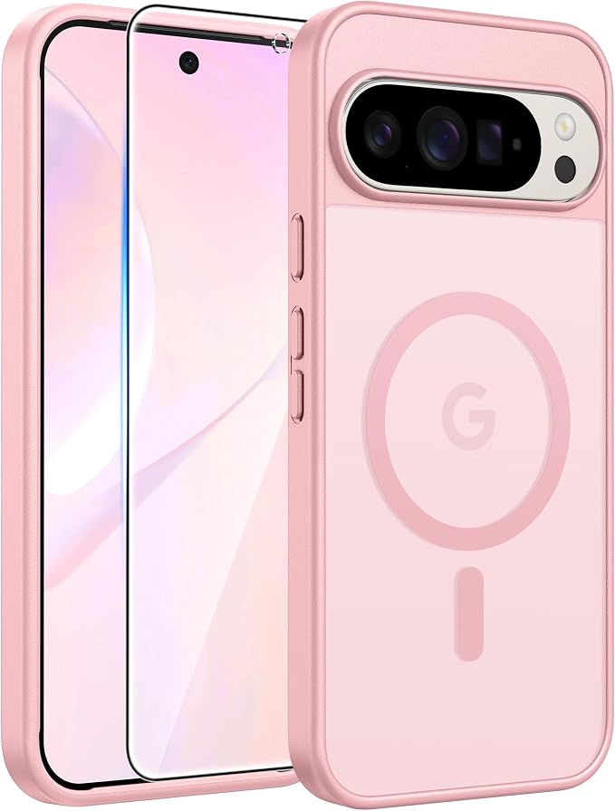 FNTCASE for Google Pixel 10 Pro XL / 9 Pro XL Case, Compatible with Magsafe | Screen Protector, Translucent Matte, 14FT Military Grade Drop Protection, Shockproof Protective Phone Cover, Light Pink by FNTCASE