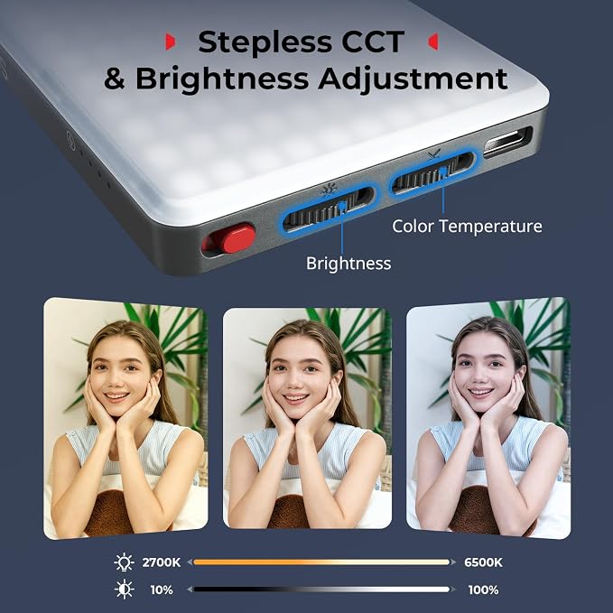 SmallRig M3 Magnetic Selfie Phone Light with Clip, Portable Light | 2000mAh, 120 LEDs, 2700K-6500K, for Content Creators Video Recording, for iPhone/Laptop/Camera/Webcam (Ink Blue) - 5505 - Image 3