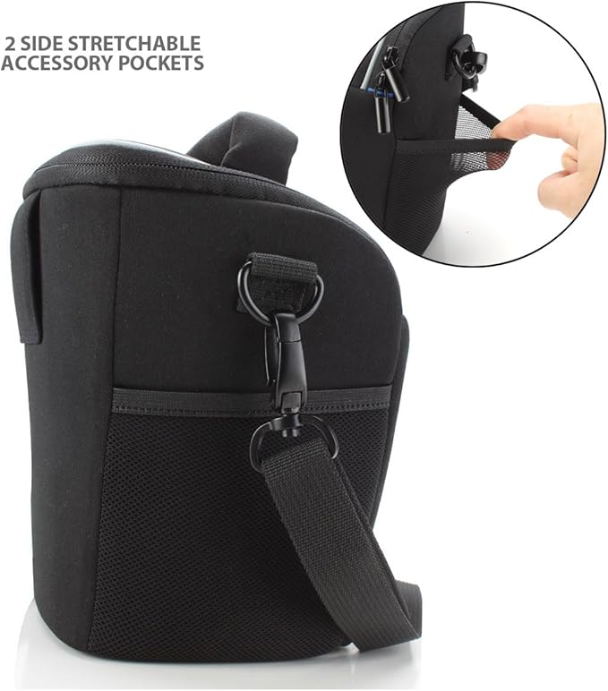 USA Gear DSLR Camera Case for Men and Women with Top Loading Accessibility, Adjustable Shoulder, Small Camera Sling Bag, Travel Padded Handle - Camera Holster Bag for Nikon, Canon, Panasonic (Black) - Image 3