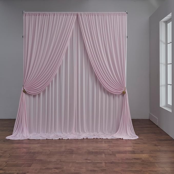 10 ft x 10 ft Baby Pink Backdrop Curtains for Parties, Wrinkle Free Light Pink Photography Backdrop Drapes for Wedding Grils Birthday Baby Shower Bridal Shower Party - Image 4