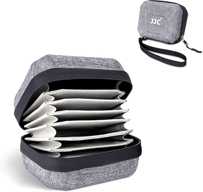 JJC Hard Lens Filter Pouch Case for 10 Circular ND UV CPL Filter up to 67mm | Photography Filter Wallet Holds up to 10 Filters, Water-Resistant EVA Exterior with Zipper Closure, Includes Wrist Lanyard by JJC