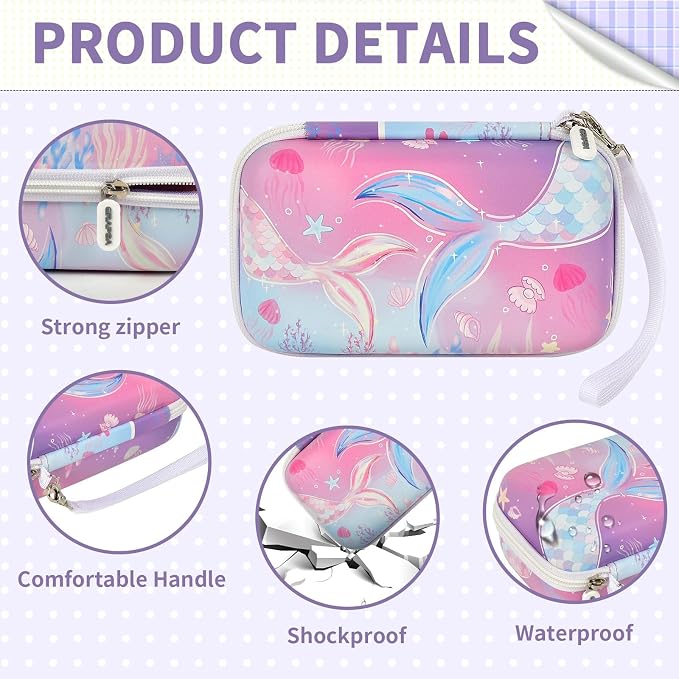Kids Instant Print Camera Case & 3 Rolls for DYLANTO for ESOXOFFORE | Portable Digital Camera Case for ETIKEZ for YTETCN for DUDUDRAGON with Pocket for Accessories (Box Only)-Purple Fish - Image 5