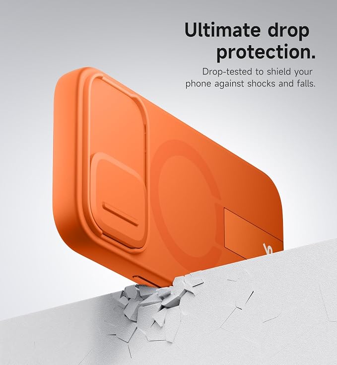 SURITCH for iPhone 17 Case with Camera Control Cover, Camera Slide Cover and Adjustable Kickstand, Compatible with MagSafe, Shockproof Bumper Protective Cases 6.3 Inch, Orange - Image 7