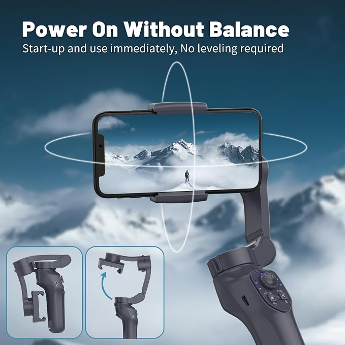 COMITOK L7C Pro, Gimbal stabilizer for iPhone, Phone Stabilizer for Video Recording with Face/Object Tracking, 3-Axis Gimbal for Android & iPhone 15 Pro Max, Foldable Phone Gimbal Vlog Recording - Image 4
