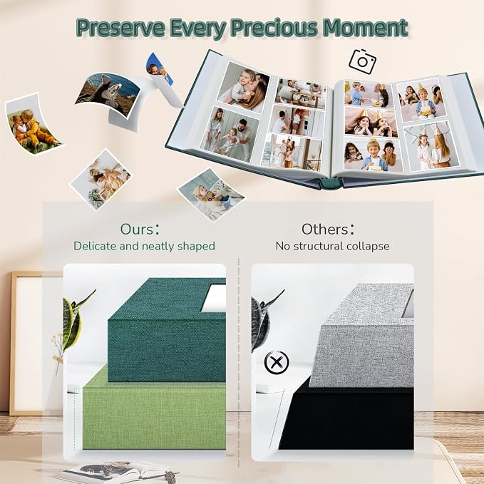 popotop Photo Album 4x6-600 Photos Photo Books with 600 Horizontal and Vertical Pockets,Linen Cover Albums for Family Wedding Anniversary Baby Vacation Pictures - Image 5