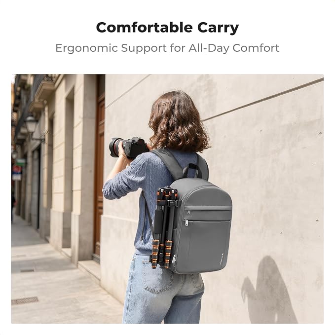 K&F CONCEPT Camera Backpack, DSLR/SLR/Mirrorless Photography Camera Bag | 14in Laptop Compartment & Rain Cover, 600D Fabric for Travel & Daily, Men & Women, Dual-Mode Detachable Dividers, Gray, B19 - Image 6