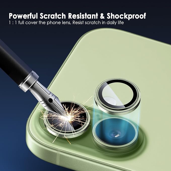 Camera Lens Protector for iPhone 17, Green | AR+AF, 9H Tempered Glass, Individual Metal Ring, Anti Glare, Fall Protection, Camera Screen Cover - Image 2