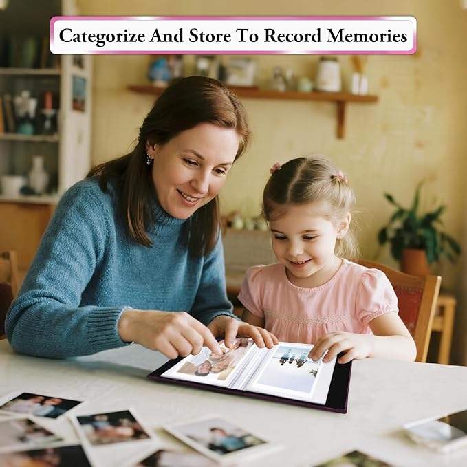 Small Photo Album 4x6,Linen Cover Slide-in Mini Photo Album Book Can Holds 100 4x6 Photos with 50 Black Sheets for Baby Family Pictures Artwork or Postcards Storage (Purple) - Image 6