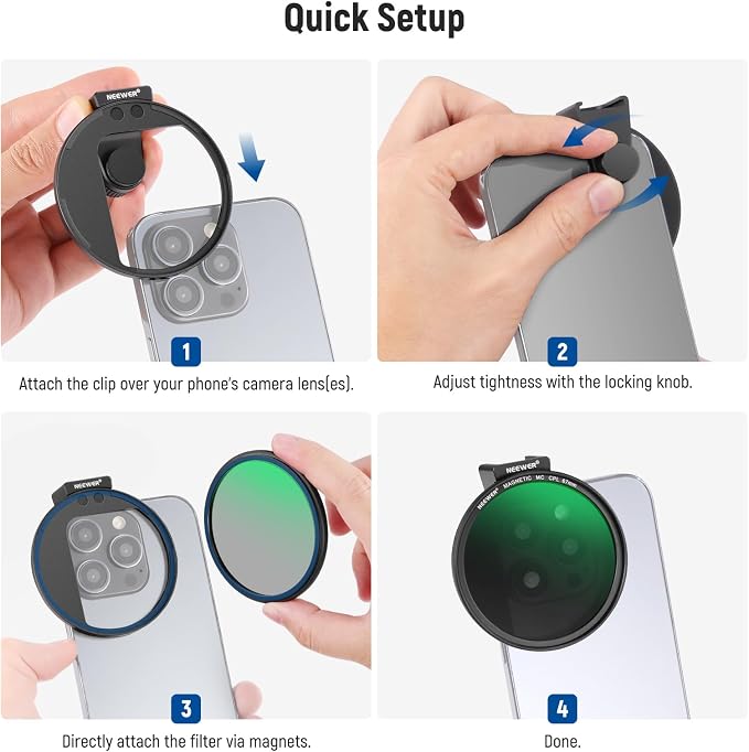 NEEWER 67mm Magnetic CPL Filter, Circular Polarizing Filter with Cold Shoe Phone Camera Lens Clip, Photography Accessories Compatible with iPhone 17 16 Android Samsung Galaxy S25 Ultra - Image 8