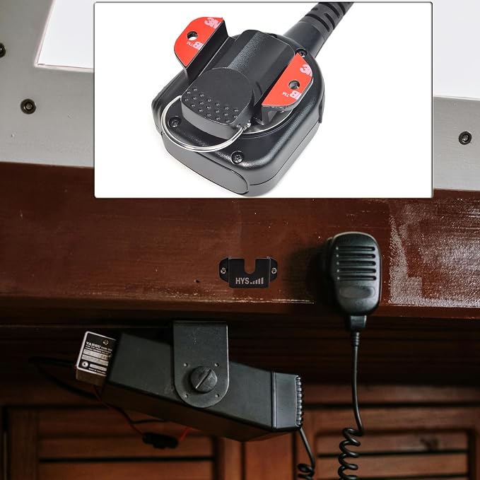 HYS Walkie Talkie/Marine Radio with Belt Clip Holder Mount for Midland Icom | Fits both HT radios and speaker mics with round-knob or belt-clip.Screw-mount installs on dash console or any flat surface - Image 6