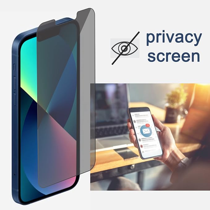 Ailun Privacy Screen Protector + Camera Lens Protector for iPhone 13 | 2+2 Pack, 6.1 inch, Anti Spy Private Tempered Glass Film, HD - Image 2