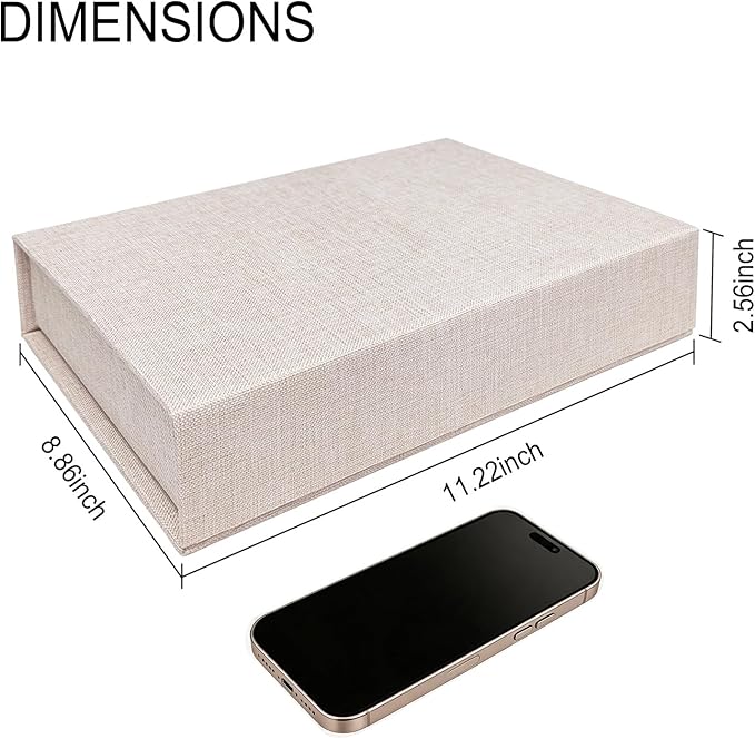 8x10" Archival Photo Storage Box with Lid – Stackable Memory Keepsake Organizer for Photos, Certificates, Jewelry & Scrapbooking Supplies, Photo Cases and Postcard Keeper Storage Container Box Beige - Image 3