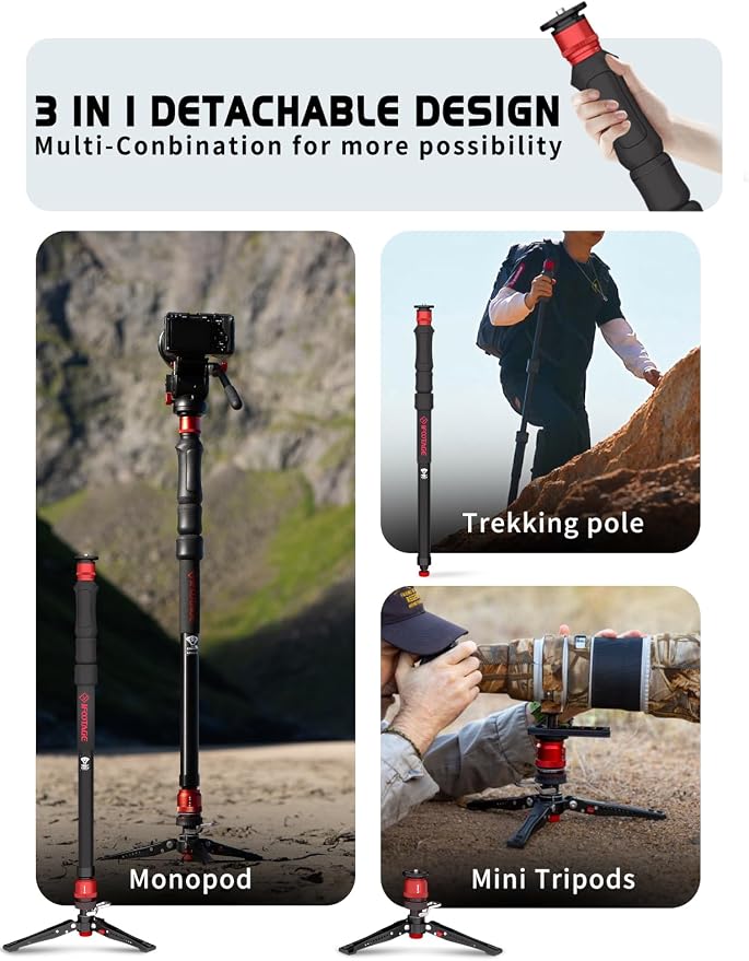 IFOOTAGE Cobra 3 A150S Strike Monopod, Pedal Locking Control, One-Step Rapid Height Adjustment, Professional Photography Monopod for SLR Cameras and Camcorders (59") - Image 7