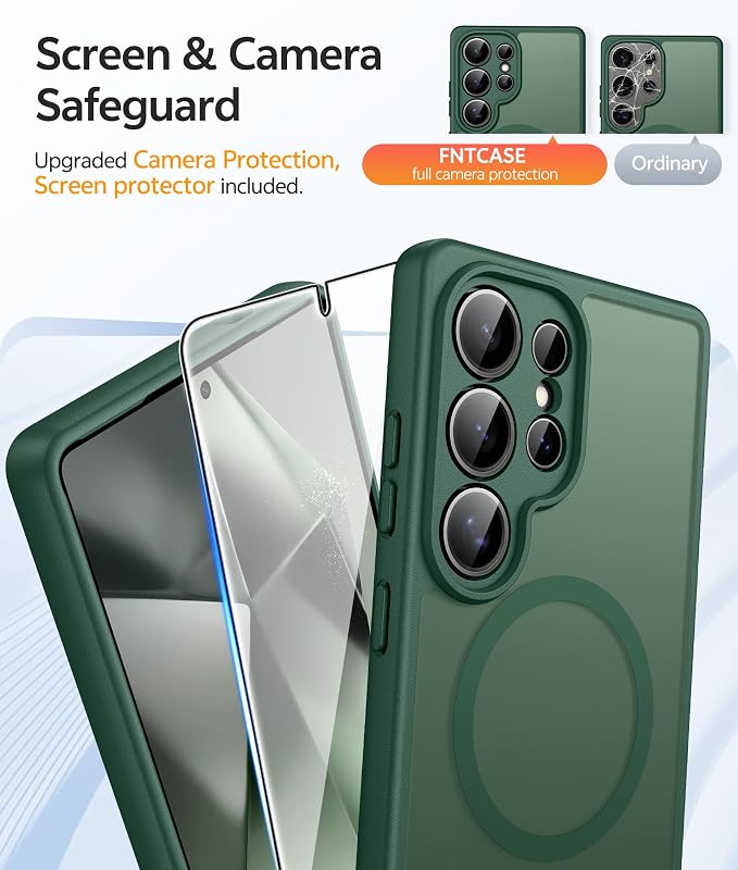FNTCASE for Samsung Galaxy S24 Ultra Case, Compatible with Magsafe Green | Screen Protector, Full Camera Protection, Translucent Matte, 14FT Military Grade Drop Proof, Protective Phone Cover - Image 4