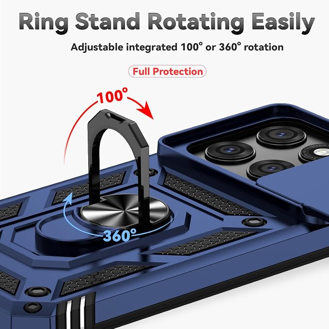 SunStory Compatible with Motorola Moto Edge 2026 Case with HD Screen Protector & Slide Camera Cover & Rotated Ring Kickstand, [Military-Grade] Phone Case for Moto Edge 2026,Blue - Image 4