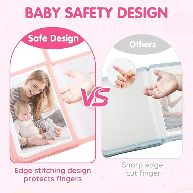 Baby Photo Album, My First Photo Album for Baby & Toddler, Rainbow | 17 Photo Slots(4×6"), Soft Anti-Scratch Edges, Shatterproof Safety Mirror, Star Hanging Hook, Family Memory Keepsake Book - Image 2