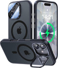 VOFATA [Upgraded Full Camera Protection] for iPhone 17 Case with Camera Cover Stand [Fit for MagSafe][10FT Mil-Grade Protection] Translucent Magnetic iPhone 17 Phone Case, Black by VOFATA
