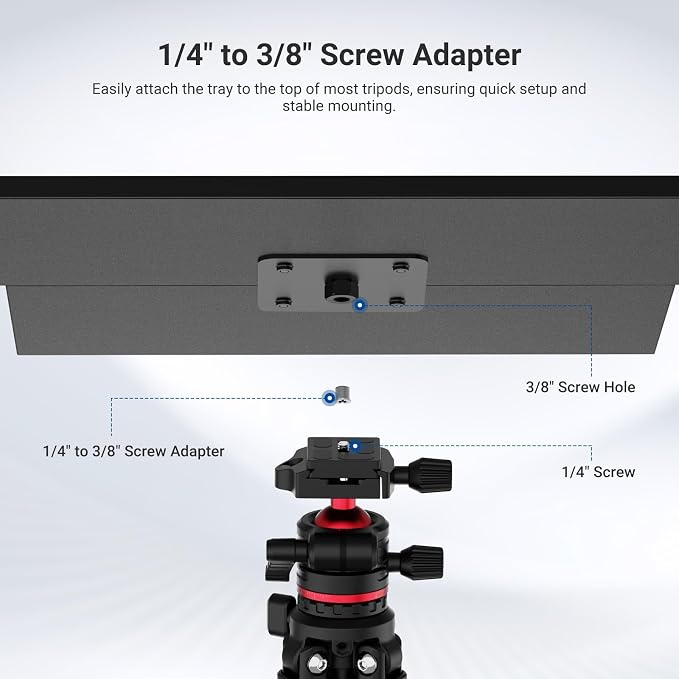 NEEWER 15"×11"×0.5" Metal Laptop Projector Notebook Tray Holder Detachable with 1/4" to 3/8" Screw Adapter for Tripod Mount Stand for Stage Meeting Outdoor Lecture (Tripod Stand NotIncluded), MS016A - Image 5